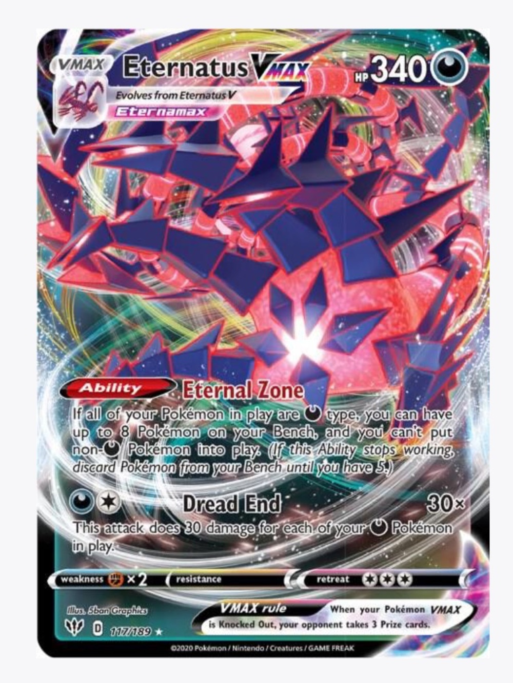 Eternatus VMAX SWSH03: Darkness Ablaze Pokemon Trading Card